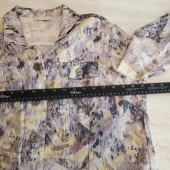 Chico's Jacket large Purple Pastel Spring Button Up 3/4 sleeves Lightweight - Picture 4 of 16